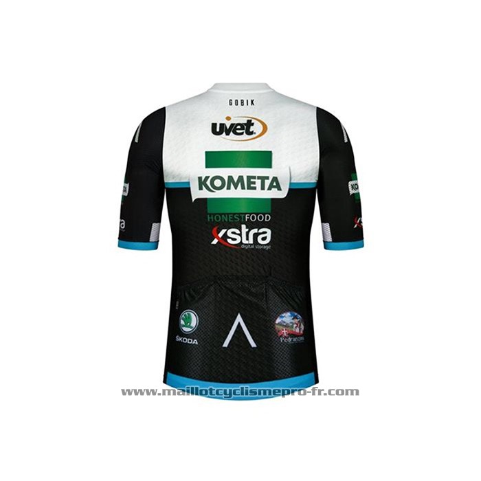 2020 Maillot Cyclisme Kometa Xstra Noir Blanc Vert Manches Courtes Et Cuissard